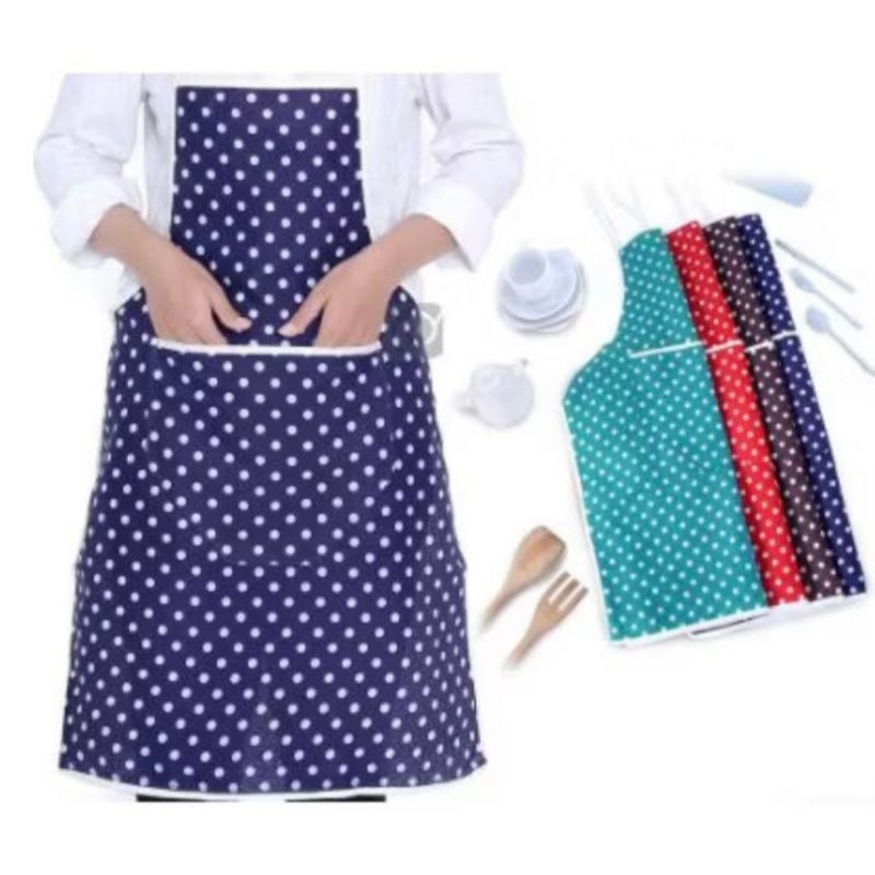 Celemek Kain Polkadot / Apron Kain Dapur Dewasa / Celemek Untuk Masak