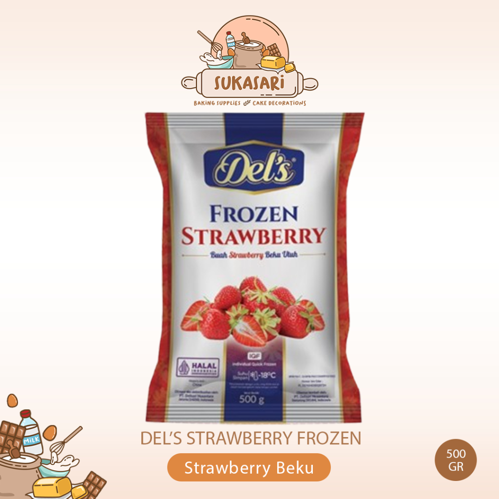 

Del's Frozen Strawberry IQF / Stroberi Beku / Frozen Fruit Strawberry - 500gr Dels