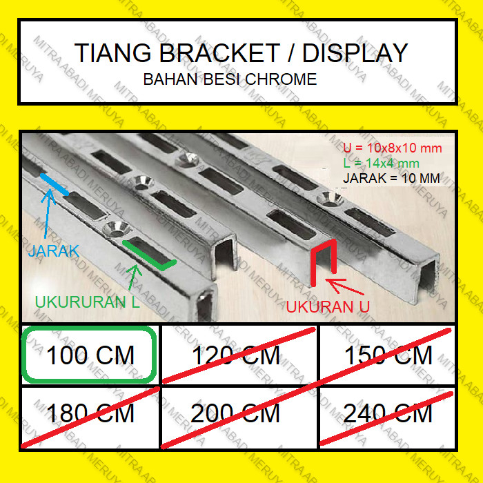Tiang Bracket 100 cm Rel Bracket Tiang Rel Breket Display