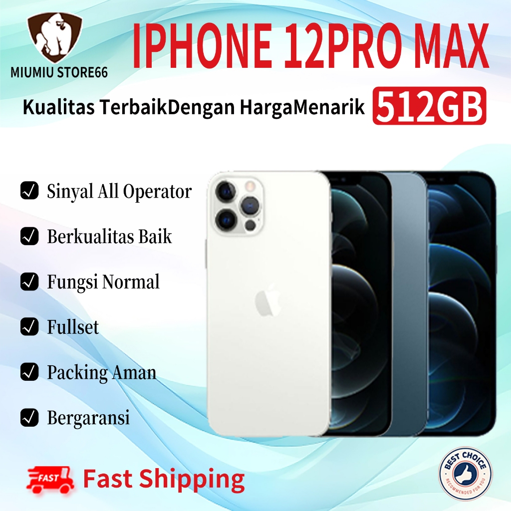 iPhone 12Pro Max 512GB Second Original100% INTER 5G 6.7"OLED-Ori Fullset Mulus Hp 3utools All Green