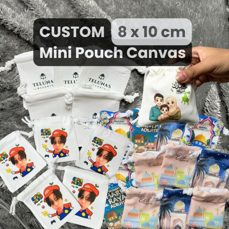 Custom Pouch Make Up Travel Kanvas Freebies Hampers Dompet Serut mini kecil lucu Kpop BTS NCT Sevent