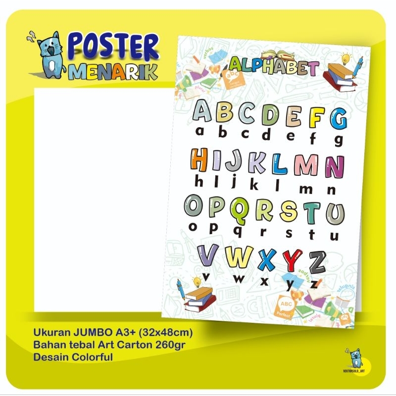 POSTER EDUKASI/ HURUF ALFABET/ POSTER ANAK