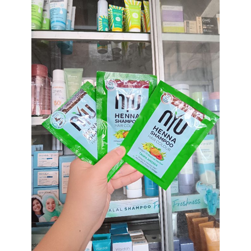 NYU HENNA SHAMPOO HAIR COLOR BLACK BROWN BURGUNDY SACHET