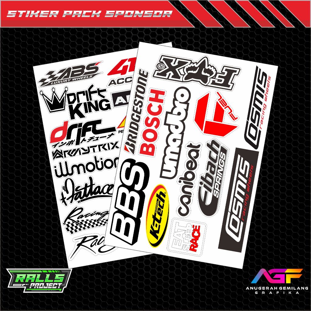 SUDAH PRIN CUT / TINGGAL TEMPEL SUDAH Potongan Stiker Mobil Sponsor Racing