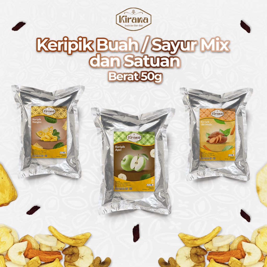 

KiranaSnackGrosir - Keripik Buah Kripik Sayur Keripik Mix Buah Sayur 50 Gram