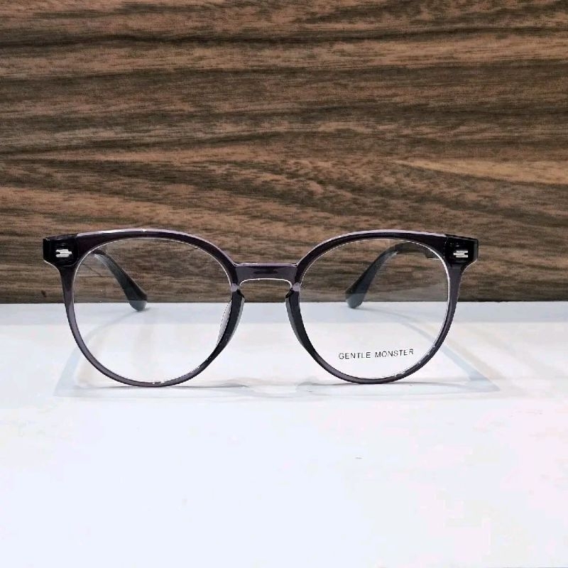 frame kacamata pria wanita bulat 908B transparan ungu