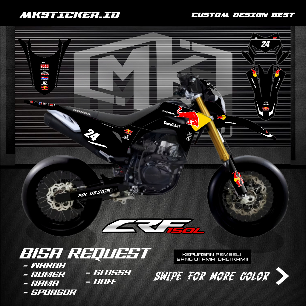 DECAL STICKER CRF 150L FULL BODY DECAL CRF 150L SIMPLE MINIMALIS 007