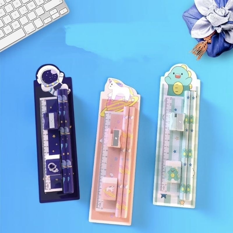 

FARIN - Pensil Set 5in1 Alat Tulis Anak Lucu Dan Penghapus Untuk Tempat Pensil Buku