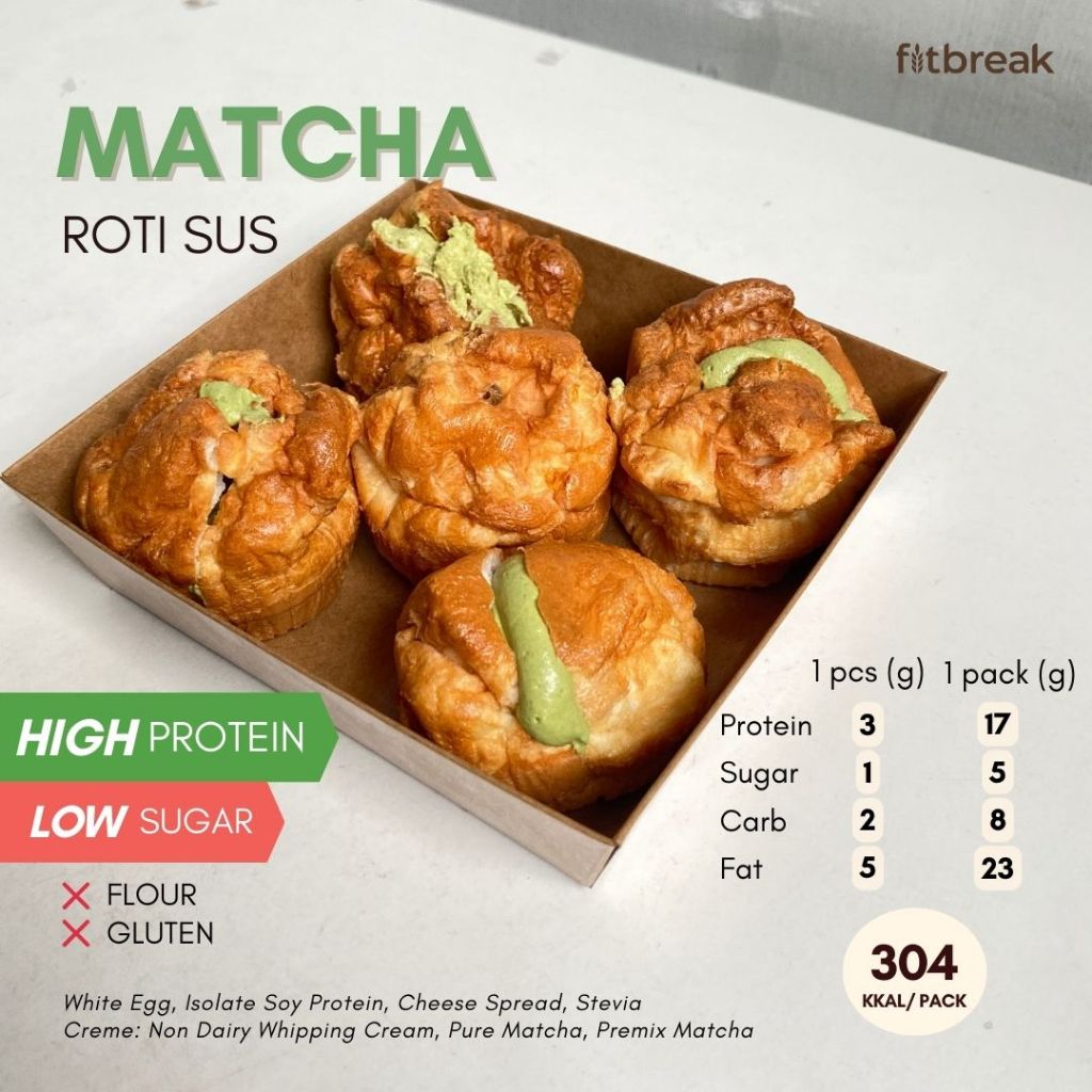 

RB Roti Sus Roti Putih Telur Tanpa Tepung, Rendah Gula, Bebas Gluten, Tinggi Protein isi 5pcs / Roti