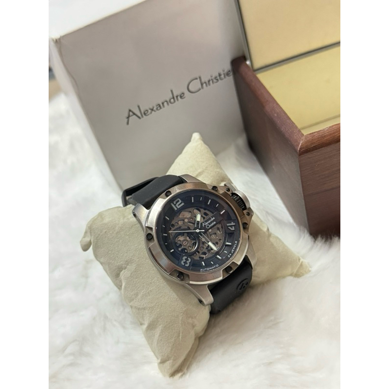 Dijual Jam Tangan Mewah dan Sporty Alexandre Christie, AC 6295 MT Skeleton Hitam Rubber