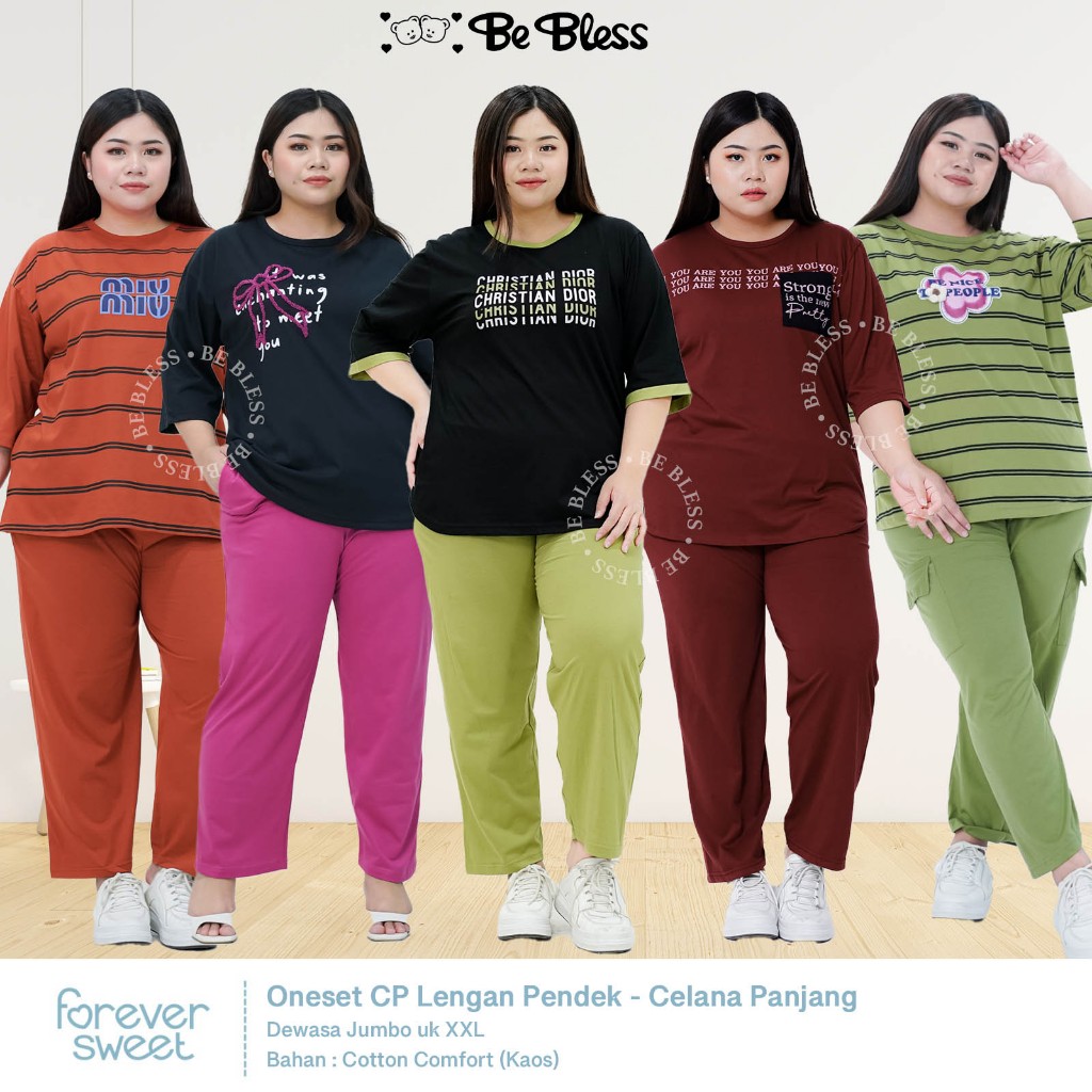 FOREVER SWEET | Oneset XXL CP Dewasa Jumbo Big Size fashion Baju Tidur babydoll Wanita Kaos Rumah