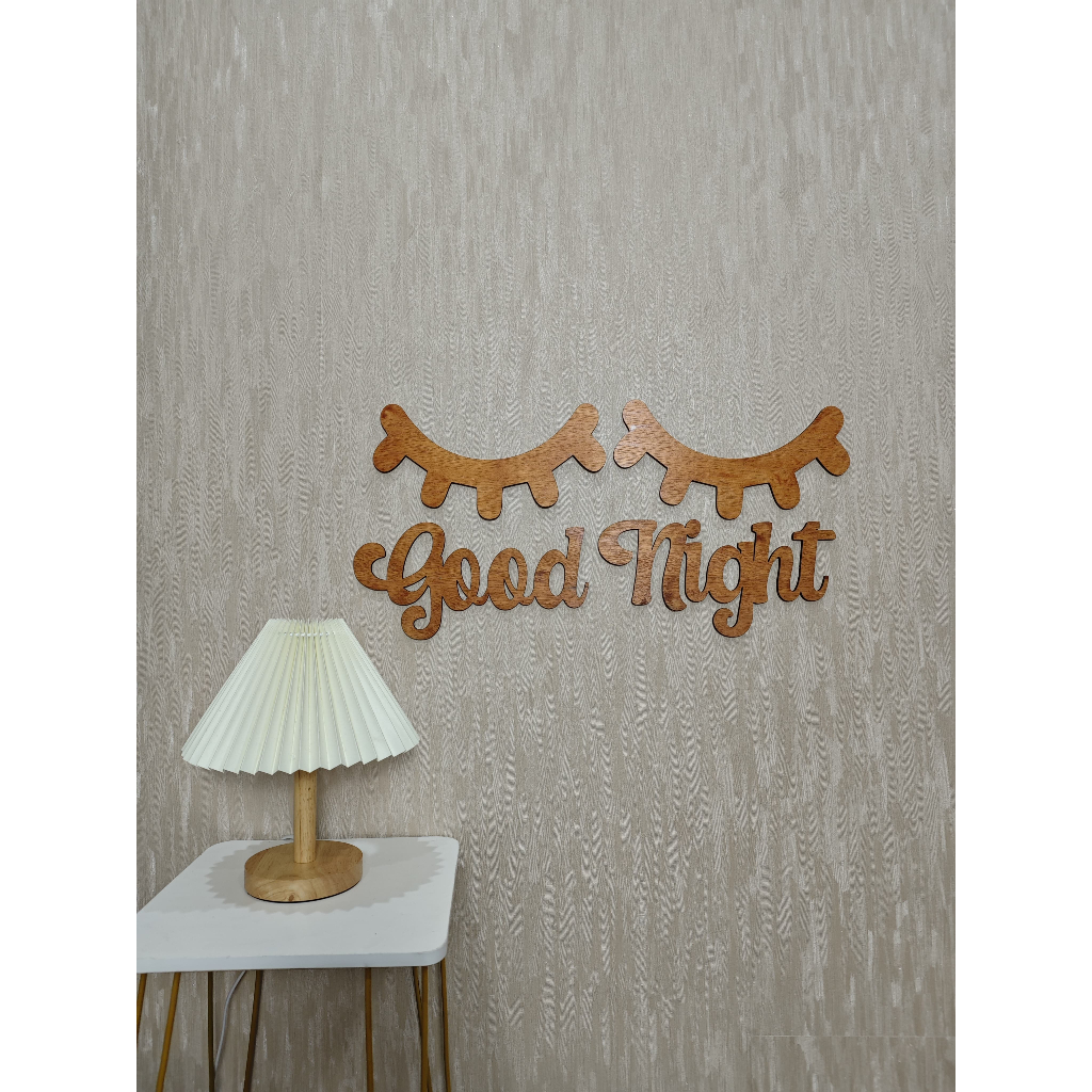 HIASAN DINDING KAYU PLYWOOD PAJANGAN DINDING TULISAN SLEEP EYE GOOD NIGHT 6mm