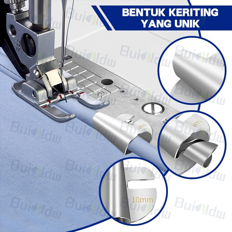 Shoporenku Corong Kelim Mesin Jahit 4/6/8/10Mm Corong Jahit Kelim Corong Kain Corong Kelim Bisban