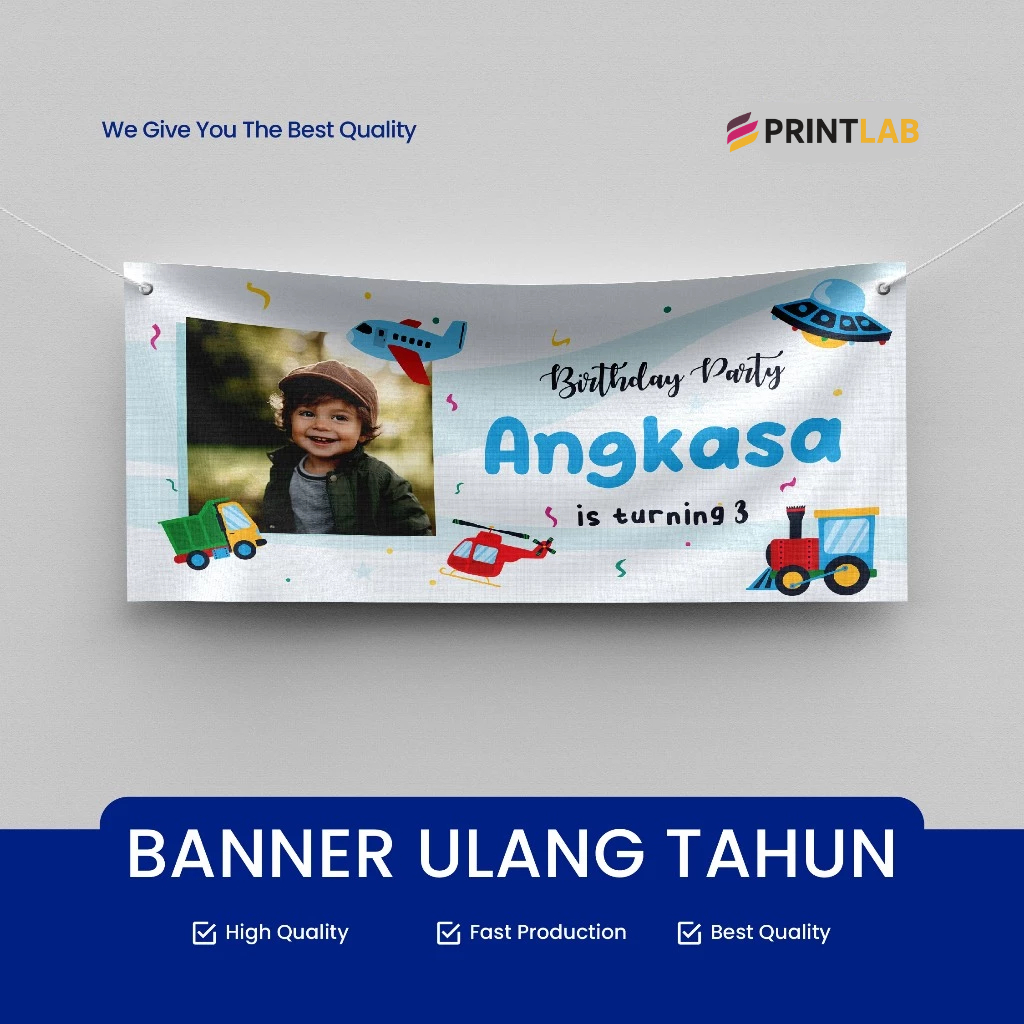 Jasaprintlab - Banner Ulang Tahun / Backdrop Ultah / Spanduk Ultah Custom Anak Laki - Laki
