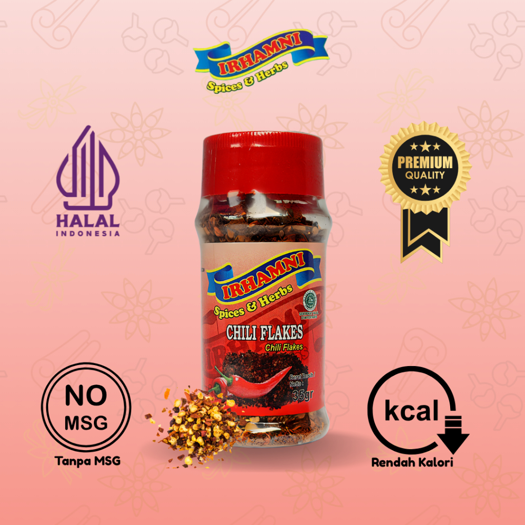 

IRHAMNI Chili Flakes Cabe Kering Kasar Pedas Premium Halal 35 gram