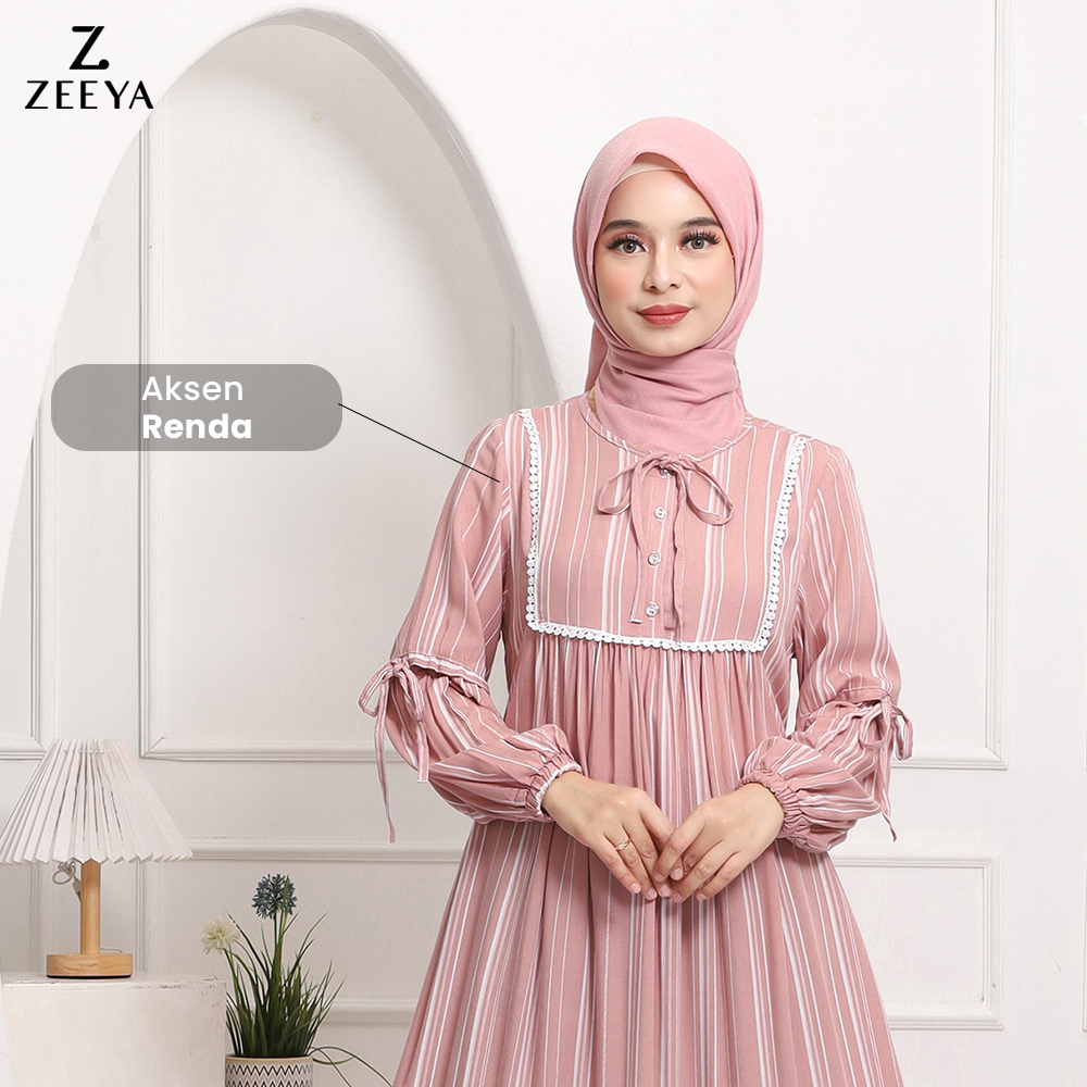 FAST DELIVERY Zeeya Collection Adelia Gamis Midi Dress Baju Gamis Syari Wanita Bahan Rayon Premium