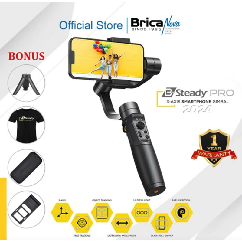 BRICA B-Steady PRO Free Kaos + Tripod + Action Cam Holder Hardcase - BSP + LED  + Remote