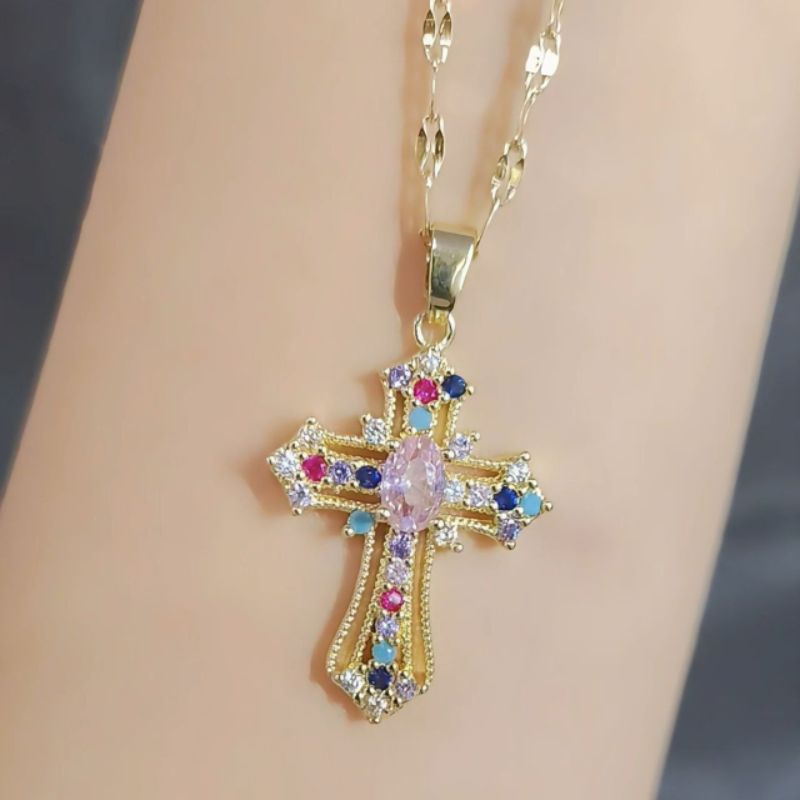 grosir88 aneka kalung salib mewah berkualitas anti hitam full mata