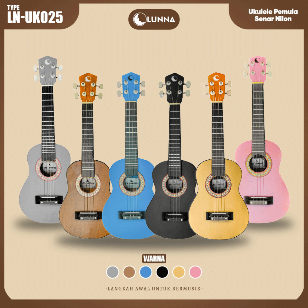 LUNNA Ukulele LN - UK025 Senar 4 Nilon Model Bulat