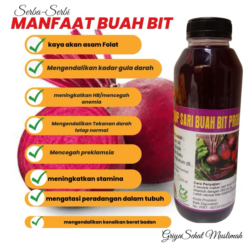 

Syirup Buah bit Probiotik 100% buah bit