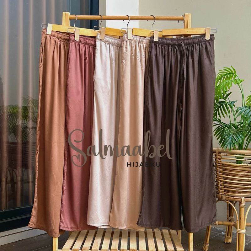 Celana Kulot Rayon Twil Polos Tali Adem | Kulot Rayon Twil Jumbo Polos
