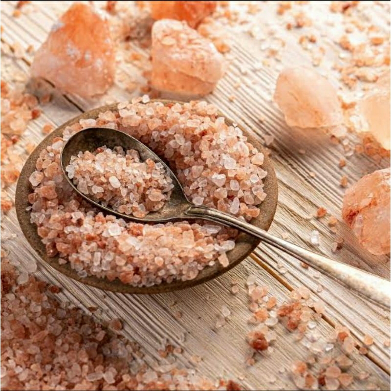 

Garam Himalaya 100 g Himalayan Pink Salt 100g gram Merah Muda Coarse Rough Kasar Kemasan Pouch Alami Nature India Khewra Pakistan