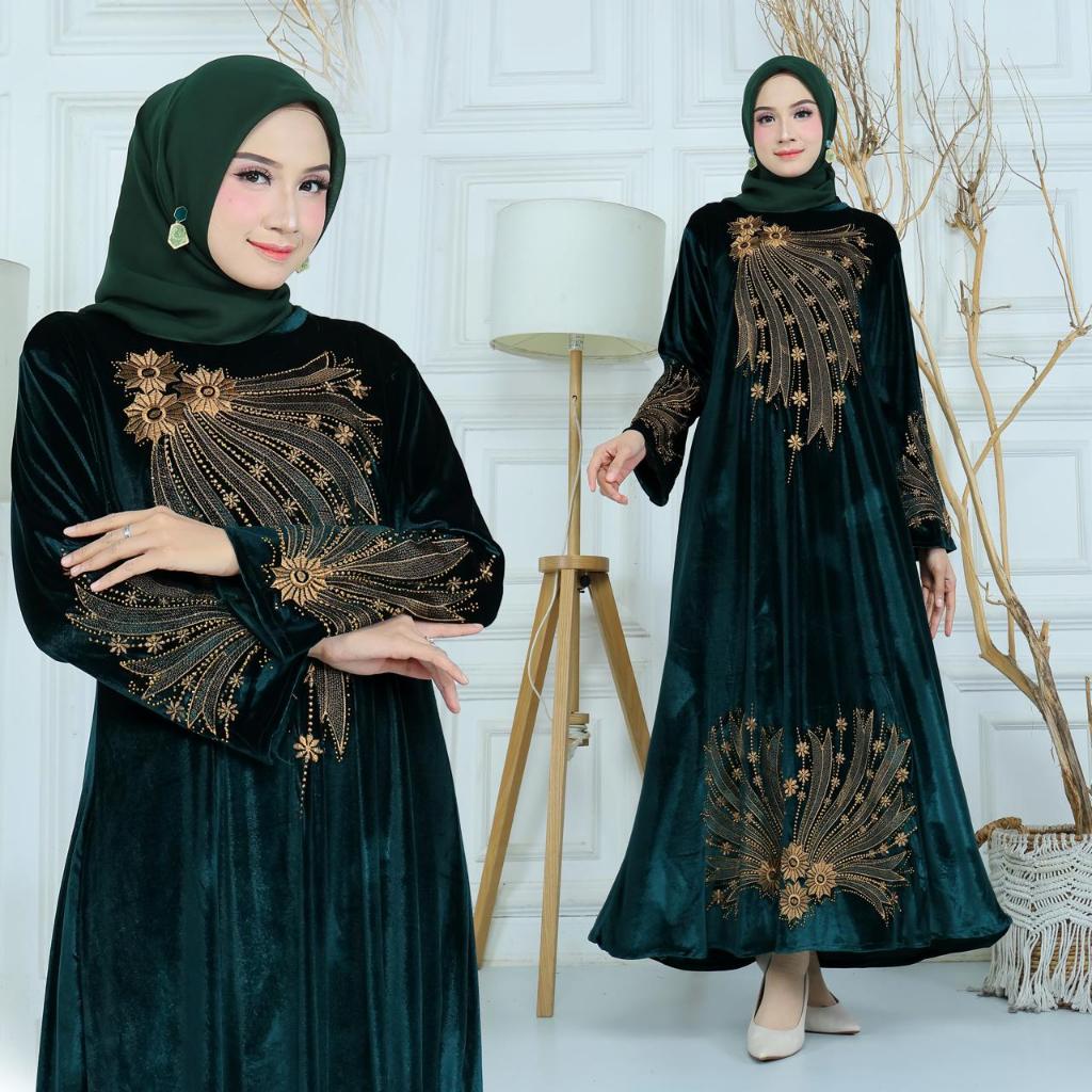 Kayanara Bludru Dress - Dress Elegan Pengajian Wisuda look good