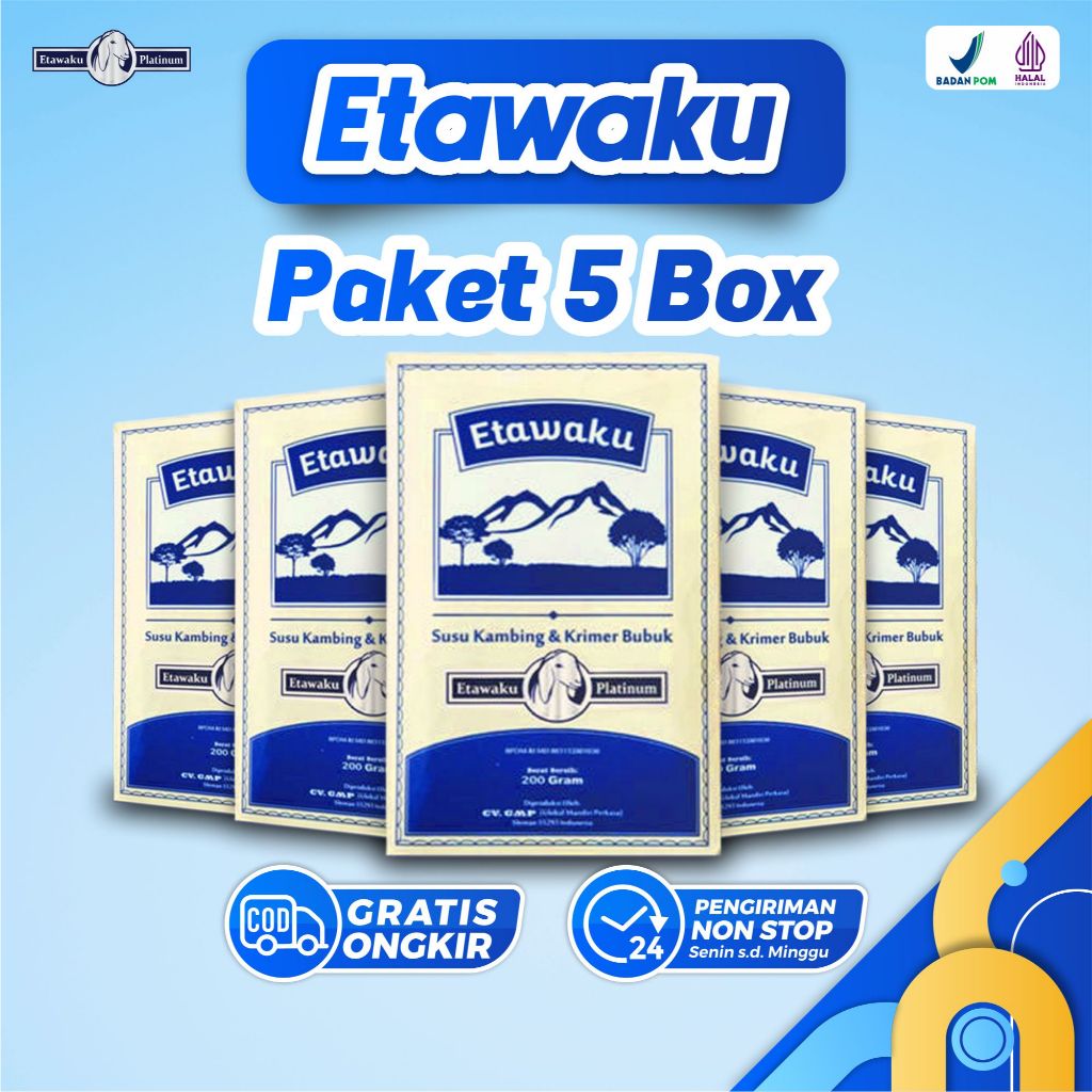 

Etawaku Platinum PAKET 5 BOX - Sembuhkan Total Masalah Pernafasan Asma Sesak Nafas TBC Bronkhitis