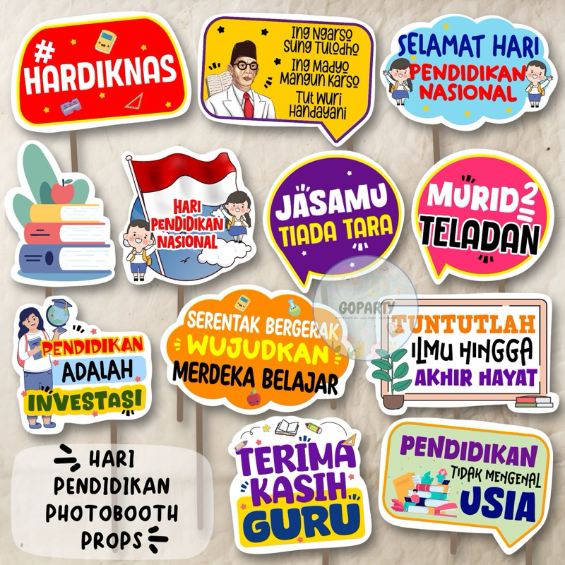 HARI PENDIDIKAN NASIONAL PHOTOBOOTH PROPS HARDIKNAS TONGKAT FOTO PROPERTI MURID GURU TEACHER STUDENT