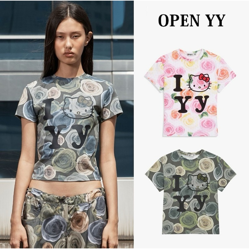 OPEN YY x Hello Kitty Baby Tee Aesthetic Y2K Tshirt Lowrise Crop Summer Outfit