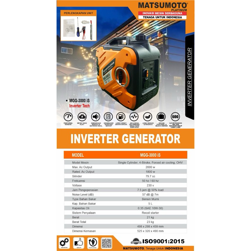 Matsumoto Platinum Inverter Generator MGG-3000 iS 2000 Wat