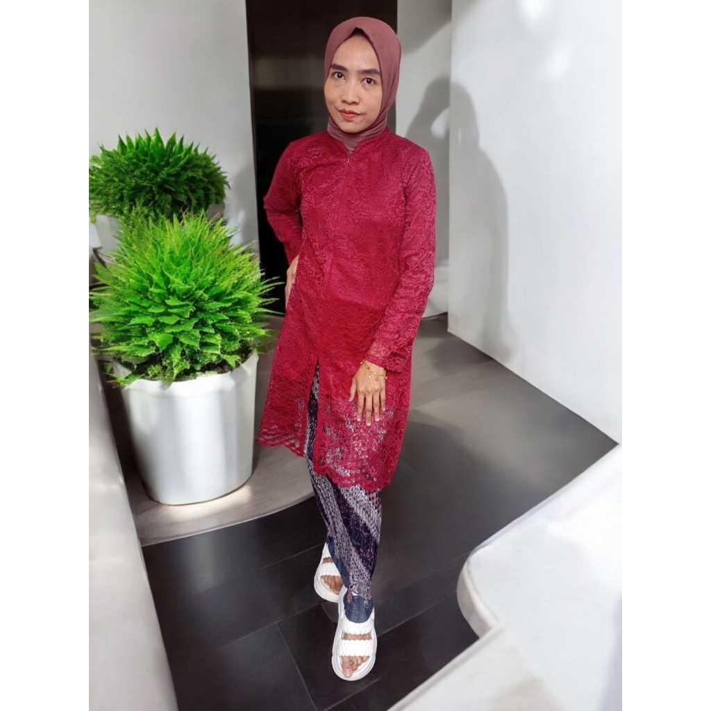 Stelan dan Atasan Kebaya brokat non gliter Seragam wisuda pesta