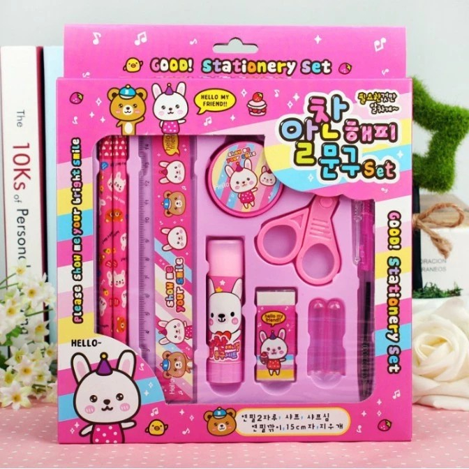 PGATK-Paket Alat Tulis set 8in1 Stationery Set Study Set Anak Karakter Set Alat Tulis Anak TK & SD. 