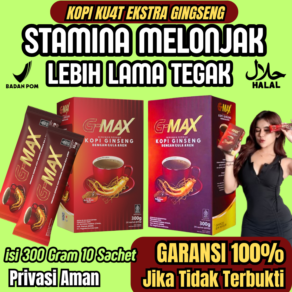 

G-MAX Kopi Ginseng Minuman Serbuk Penambah Stamina Pria Tahan Lama BPOM