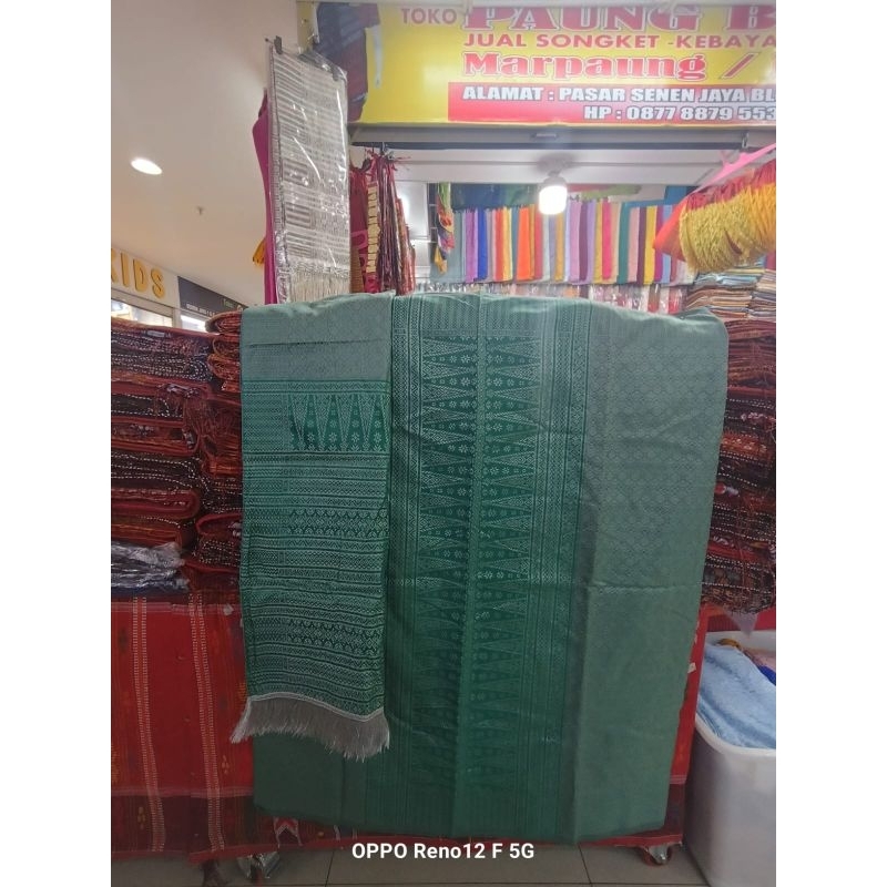 SONGKET MESIN TUMTUMAN KATUN ATBM WARNA HIJAU SAGE SILVER