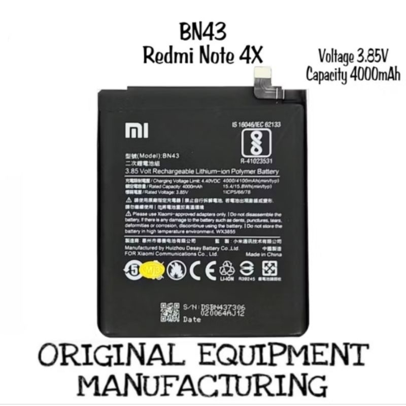 BATERAI BATRE ORIGINAL BN43 FOR HP XIOMI REDMI NOTE 4X