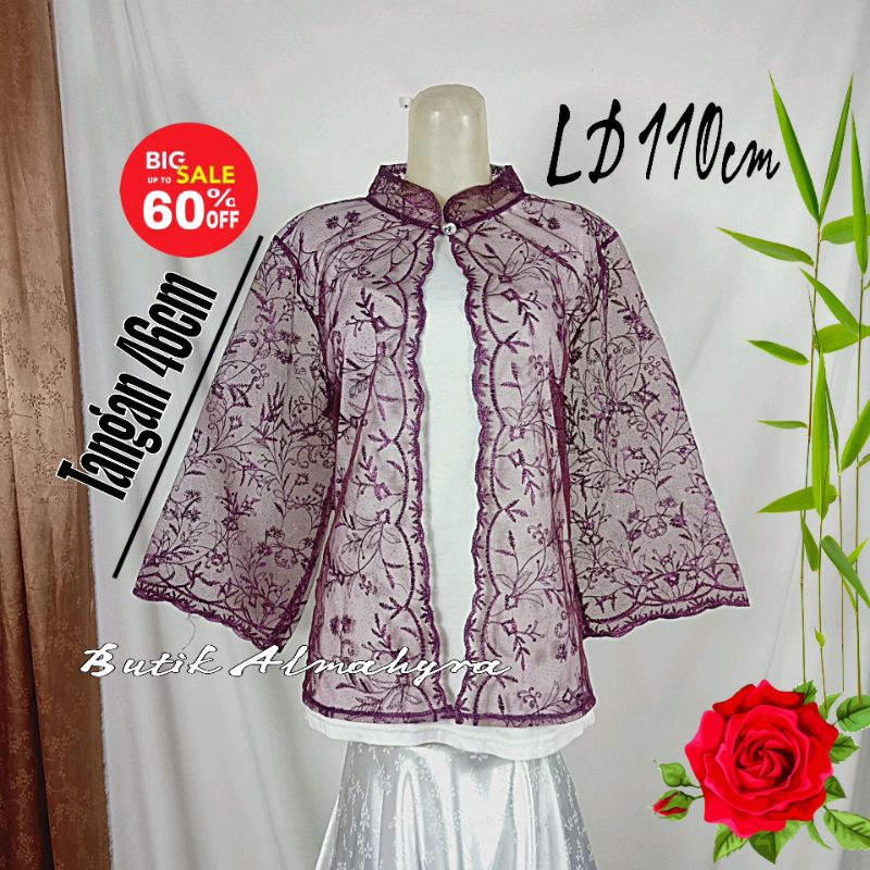 PROMO / BAHAN PREMIUM / Outer Cardigan Brukat Tile Import Tangan Bunga LD 110