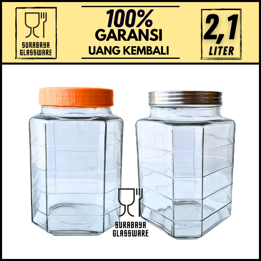 TOPLES KACA KEDAP UDARA 2,1 LITER TOPLES BOTOL JAR TEMPAT WADAH PENYIMPANAN KEDAP UDARA LEBARAN TUTU