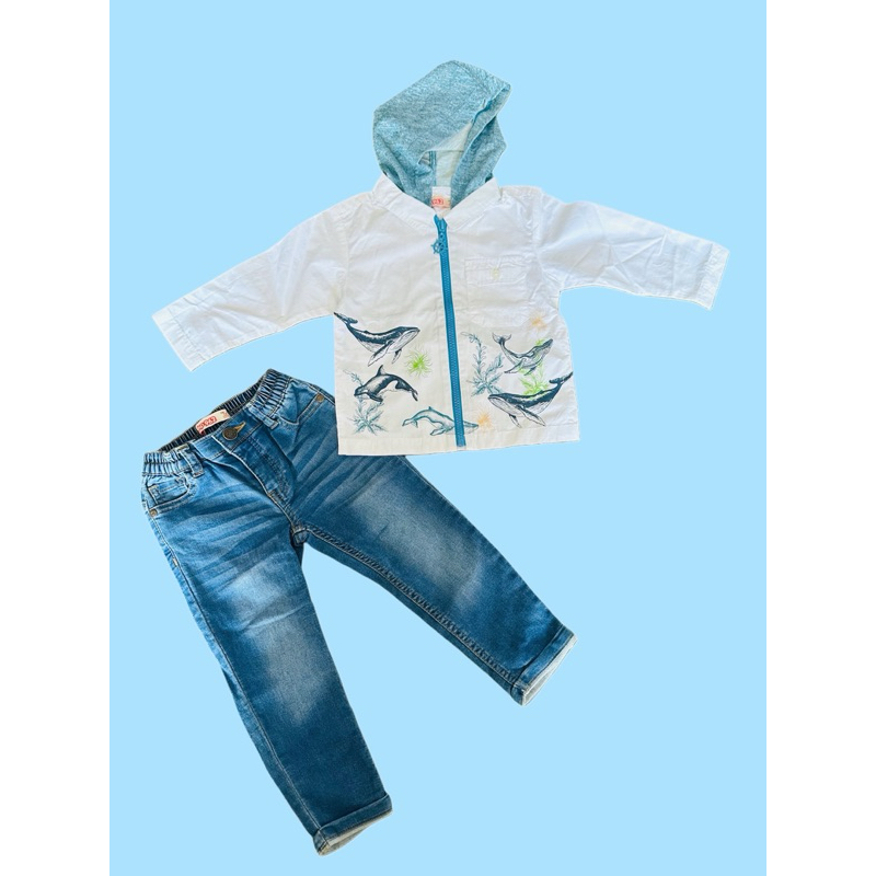 SETELAN KEMEJA HOODIE JSP962 CELANA JEANS