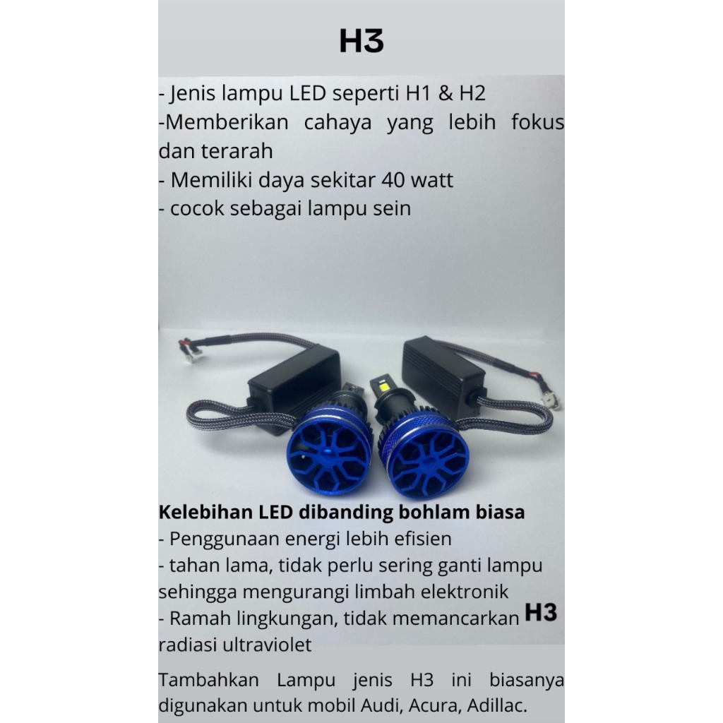 LED Car Lamp H3 / Lampu Mobil / Lampu Mobil LED H3