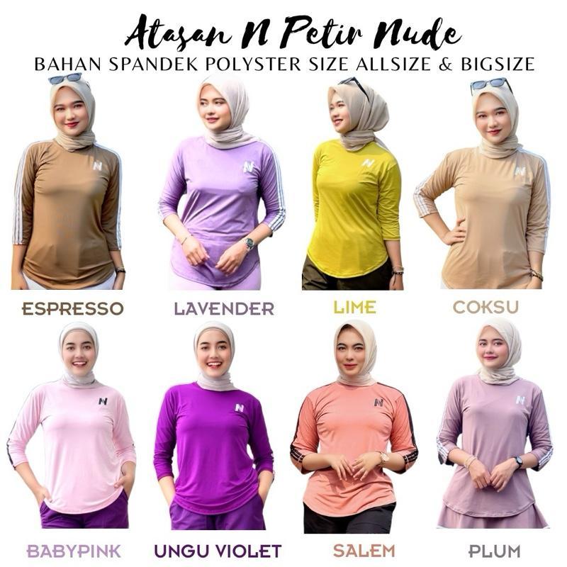 Warna Baru Atasan Baju Senam N Petir Nude (Hanya atasan Saja) bahan Spandek Polyster untuk Olahraga