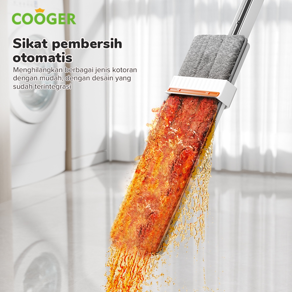 [Gratis Wiper Spray] Cooger Alat Pel Peras Pelan Lantai Microfiber Berdiri Otomatis Automatic