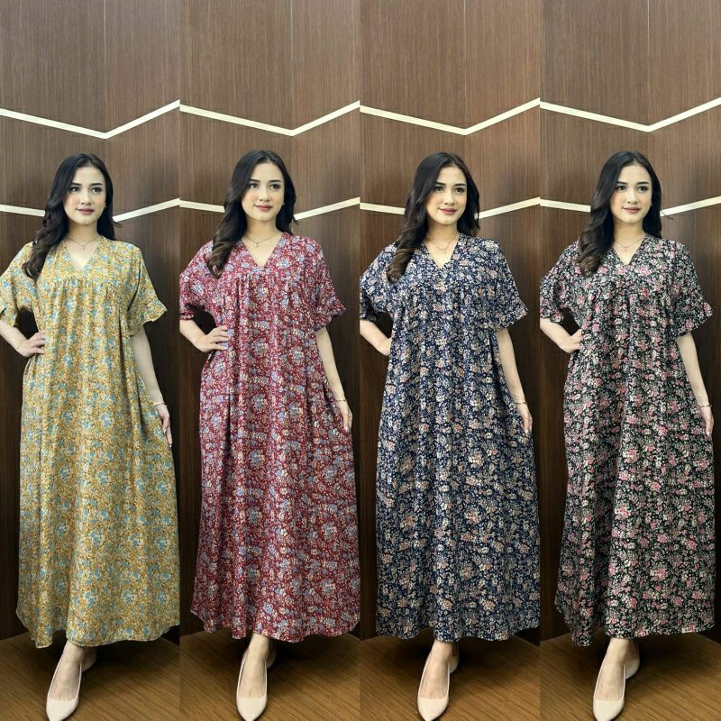 Dress Hawet/Kanaya Dress/Longdress Rayon/Mididress Rayon Bunga/Daster Kimono/Dress Jumbo