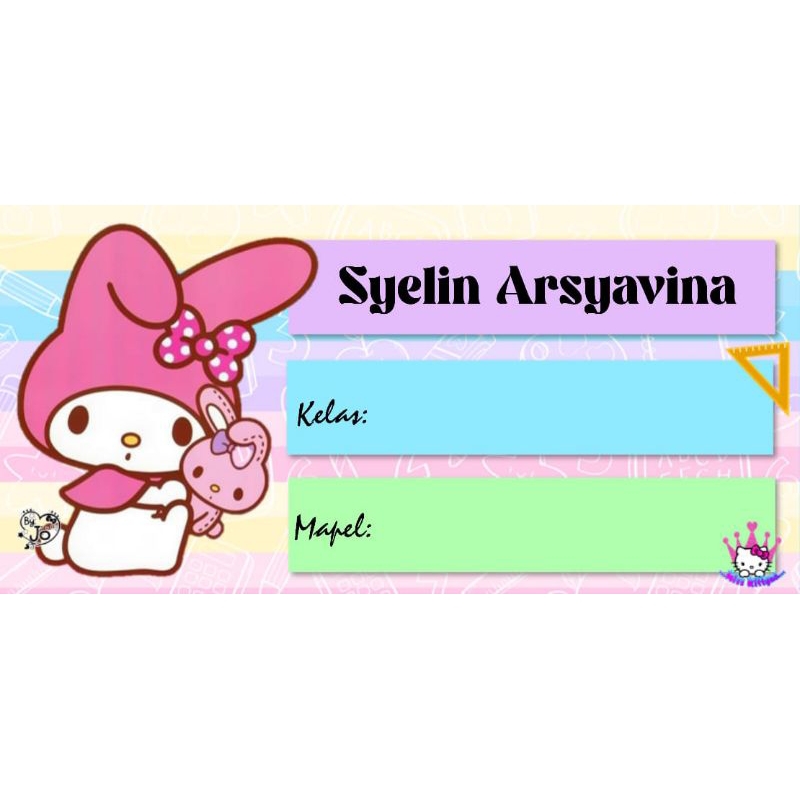 

(ISI 50 PCS) SUDAH ADA LEM STICKER LABEL BUKU SEKOLAH CUSTOM NAMA & FOTO Motif MELODY