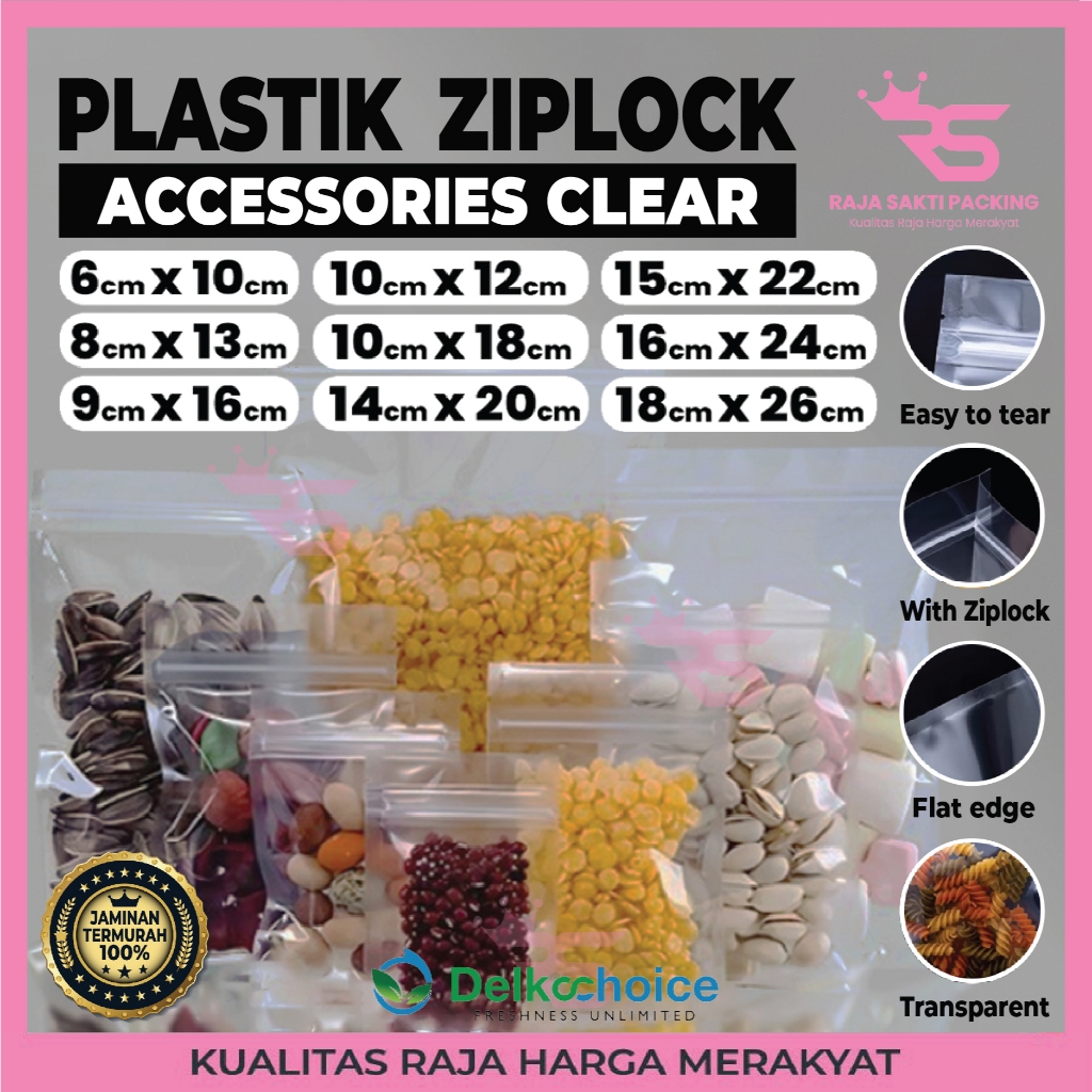 Plastik Klip Kombinasi Aksesoris / Snack / Bubuk Lay Bag Zip Ziplock Clear Transparan Satuan Termura
