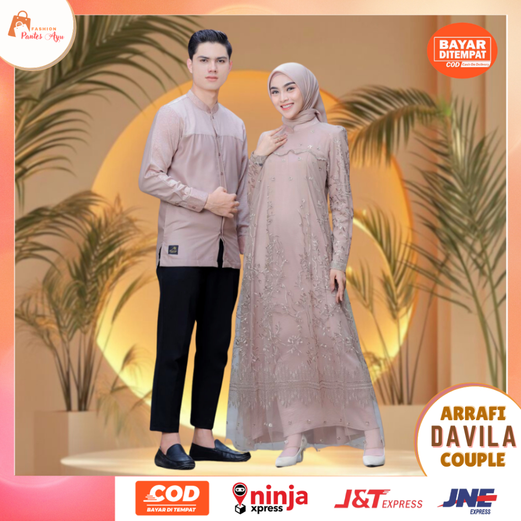 ARRAFI Dress Couple Davila Gamis Brukat Modern Terbaru Dress Pesta Wanita Kondangan Lamaran Wisuda L