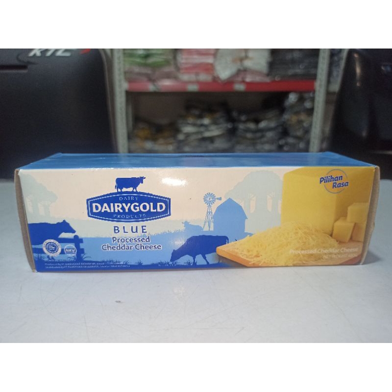 

Dairygold Blue Processed Cheddar Cheese 480gr / Keju cheddar olahan