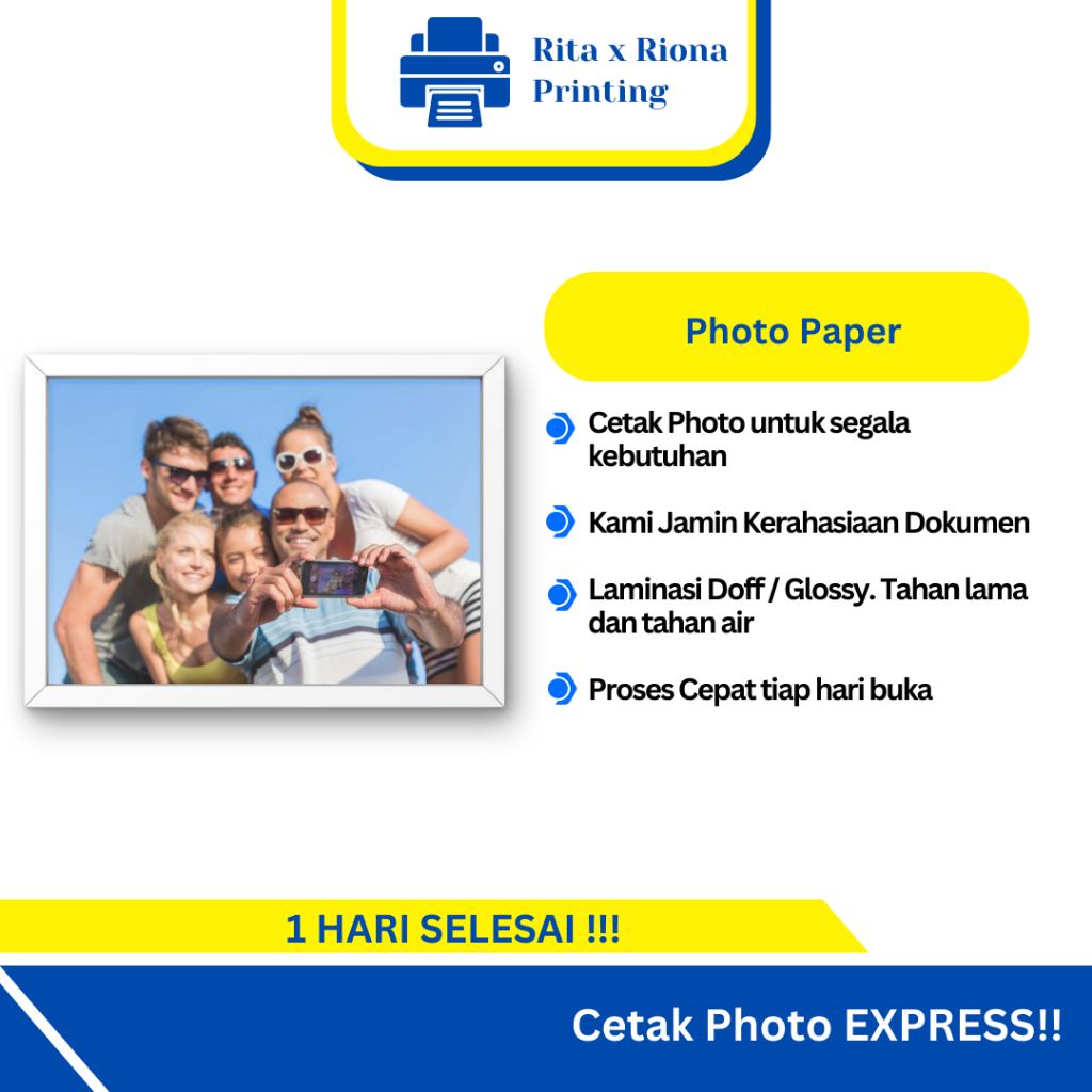 

Cetak Photo / Foto Express Kilat Sehari Jadi Bebagai Ukuran Murah A4 / A3