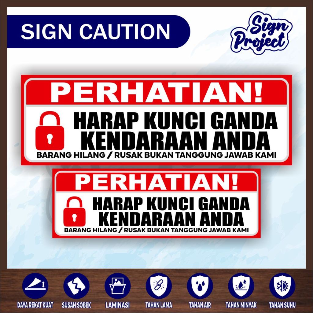 

Stiker Harap Kunci Ganda Kendaraan Anda + Laminasi Glossy/Stiker Kendaraan Harap Dikunci Vinyl
