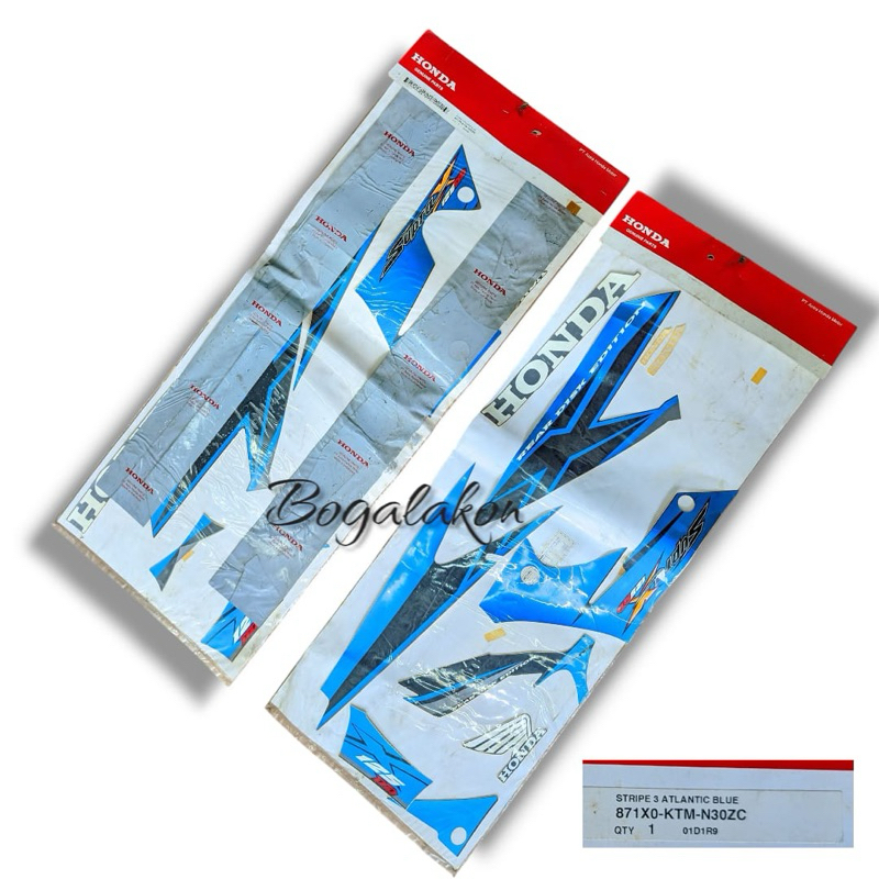 Striping stiker supra x 125 dd jari2 metalic biru original ahm
